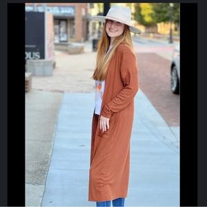 Vintage Rib Knit Full Length Duster Outerwear Cardigan Size Large